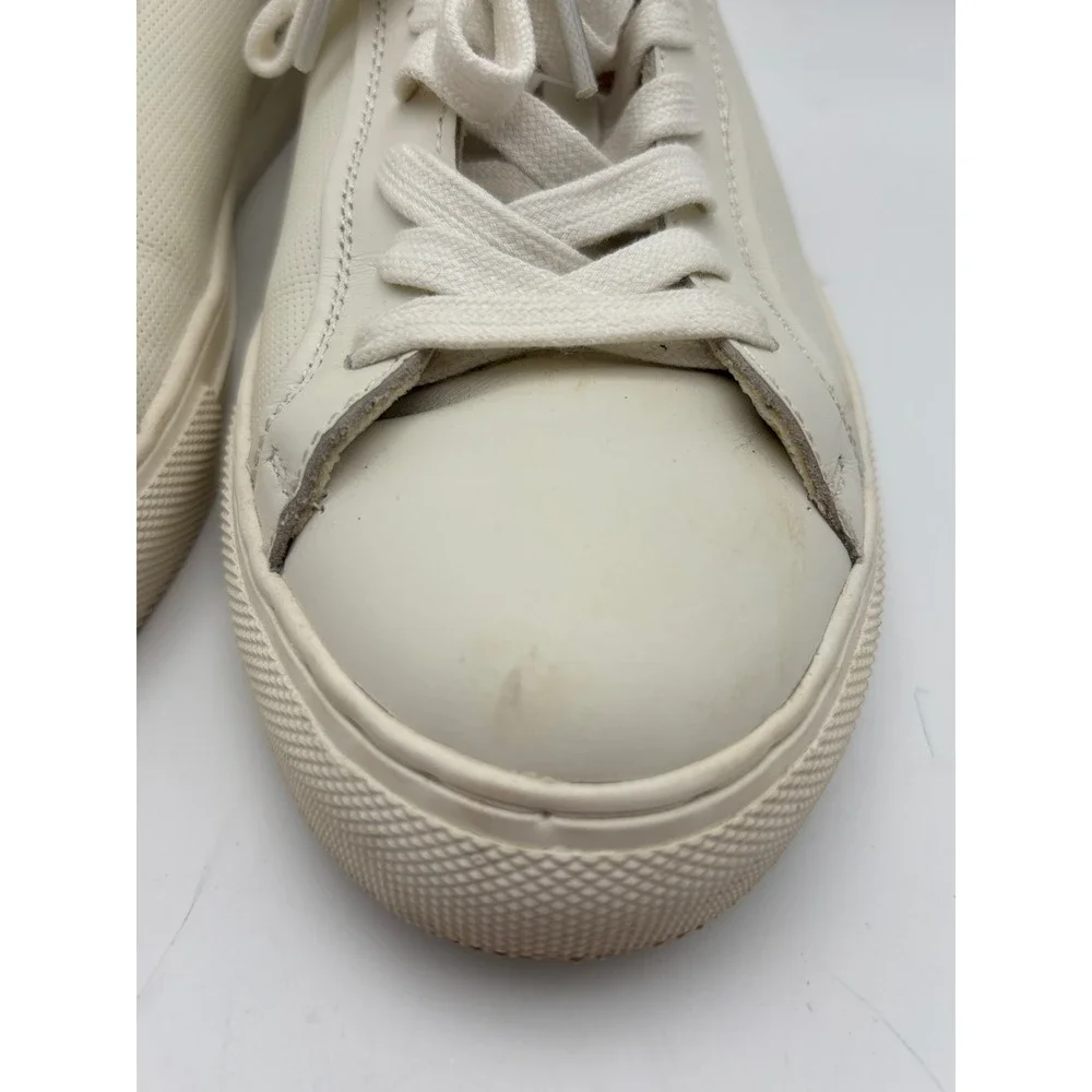 Steve Madden Finneas Men's Leather Sneakers Size 7.5 White Cream Brown Low Top